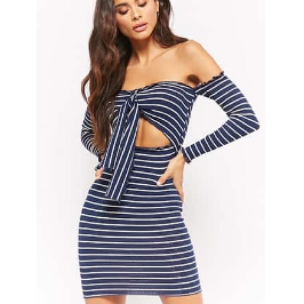 Striped Off The Shoulder Dress